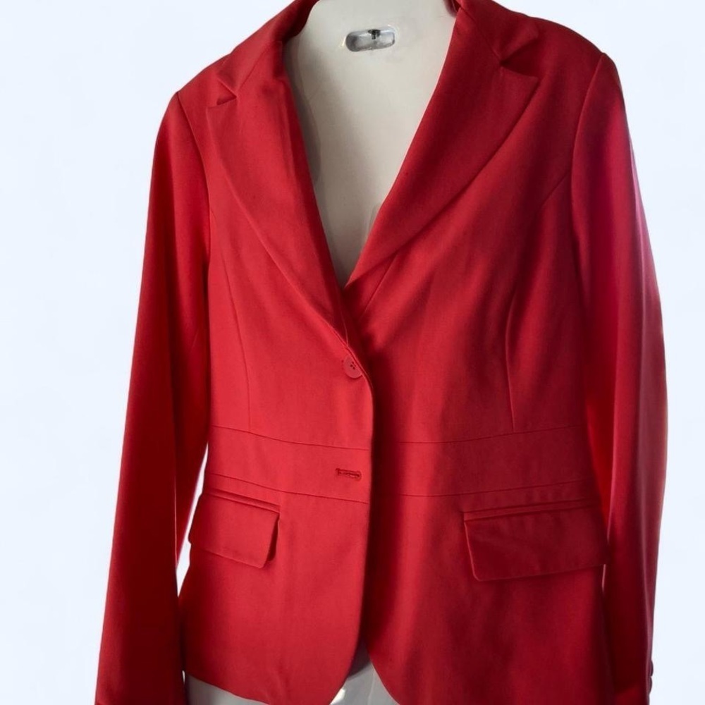 New York & Company RedOrange blazer with shoulder pads 6